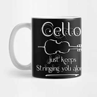 Cello String Along White Text Mug